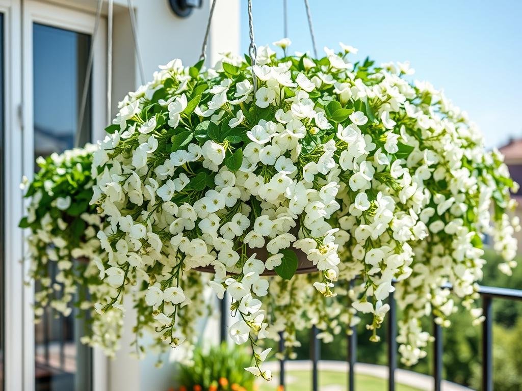 Bakopa tworząca białą kaskadę kwiatów - TOP 15 kwiatów na balkon lub taras