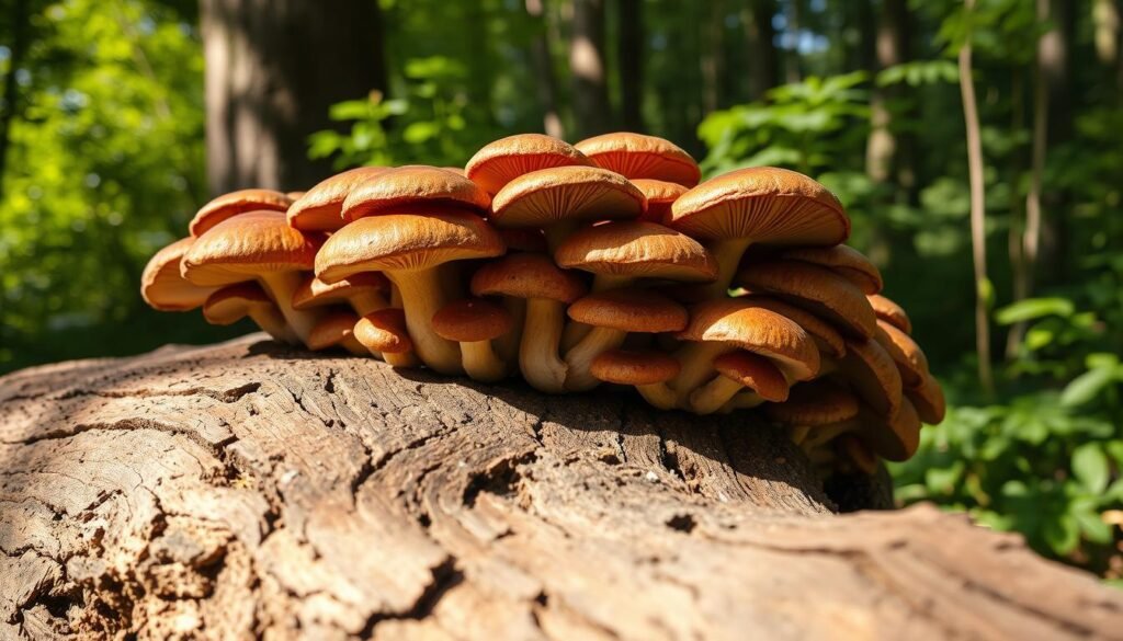 shiitake na drewnie