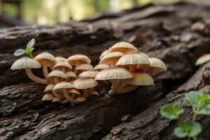 Uszak bzowy („grzyby mun”) na kłodach: prosty sposób na domowe „muny”