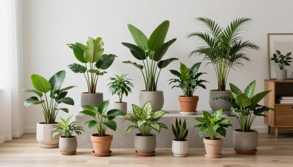 Kolekcja łatwych w pielęgnacji kwiatów doniczkowych