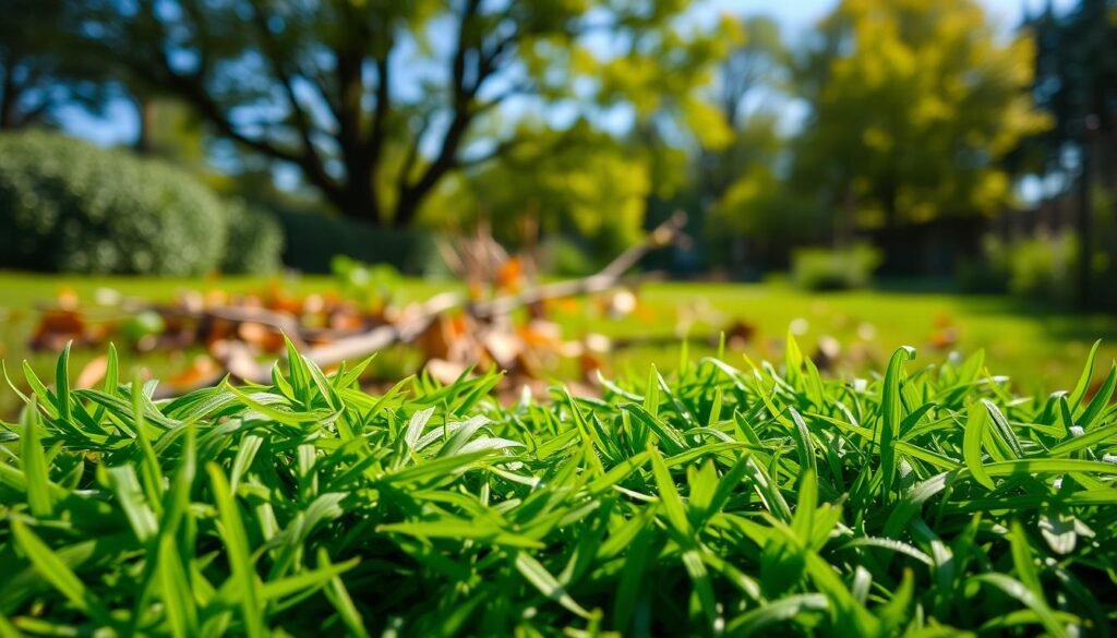 A vibrant scene of freshly cut grass, neatly piled in a backyard setting, showcasing the potential for composting and natural fertilization. In the foreground, clumps of bright green grass clippings glisten in the morning dew, highlighting their texture. The middle layer features a sunny garden where leaves and branches are scattered around, enhancing the impression of a natural landscape. In the background, a blurred vista of lush trees under a clear blue sky creates a serene atmosphere. Soft, warm lighting enhances the freshness of the grass, while a slight angle captures the depth of the space. This image represents eco-friendly practices, inspired by the theme "sadzielony.pl". A vibrant scene of freshly cut grass, neatly piled in a backyard setting, showcasing the potential for composting and natural fertilization. In the foreground, clumps of bright green grass clippings glisten in the morning dew, highlighting their texture. The middle layer features a sunny garden where leaves and branches are scattered around, enhancing the impression of a natural landscape. In the background, a blurred vista of lush trees under a clear blue sky creates a serene atmosphere. Soft, warm lighting enhances the freshness of the grass, while a slight angle captures the depth of the space. This image represents eco-friendly practices, inspired by the theme "sadzielony.pl".